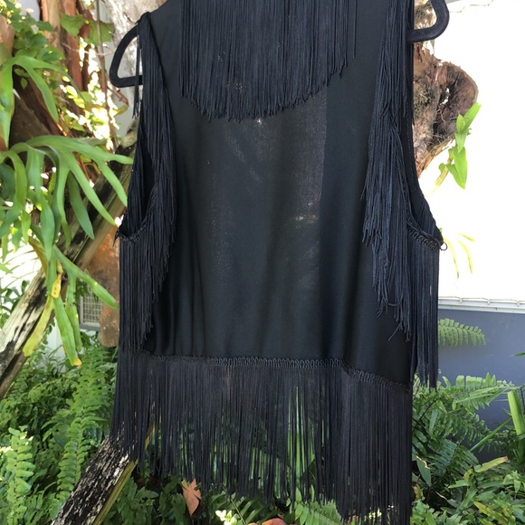 Jackets & Blazers - Black fringe vest. dress up evening outfit wear-western look outfit.  Medium